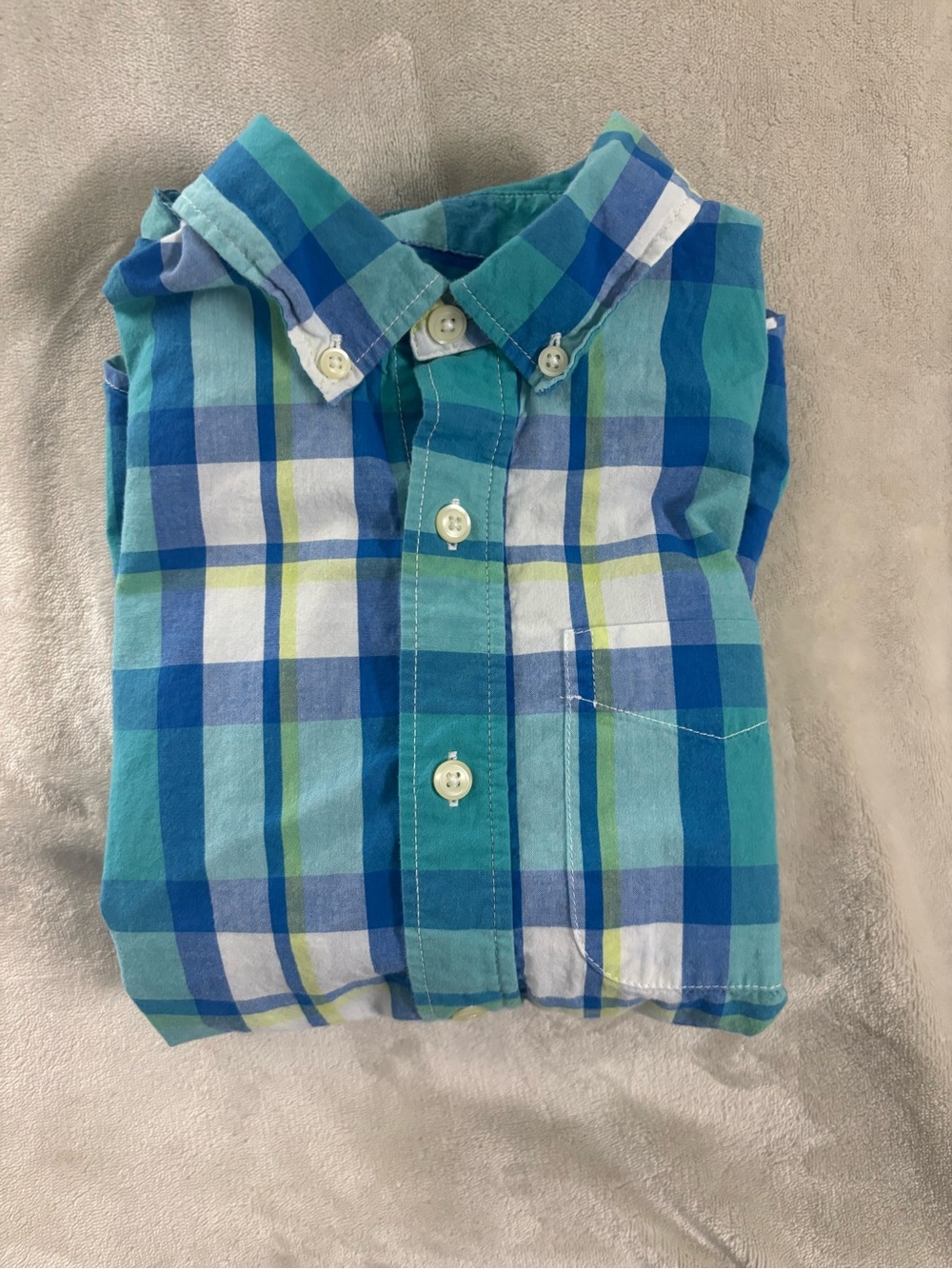 Gap kids Teal & Blue Plaid Button-Down Shirt dress or casual boys size 10